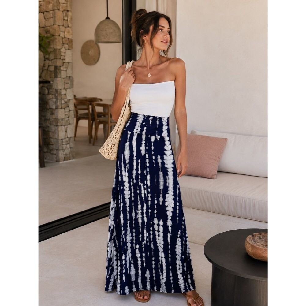 Boutique Tie Dye Maxi Skirt Long Boho Beach Summer Stretch Festival Size M